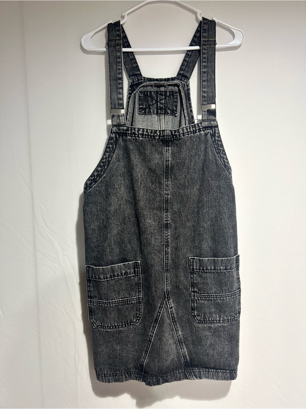 Washed Black Denim Overall Dress - Unbranded